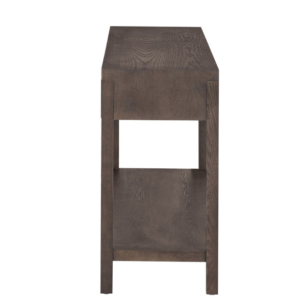 English Elm U_Style Modern Ash Veneer Console Table With Striped Design, 2 Drawers & Open Shelf For Stylish Storage N711P230810D-GIGA