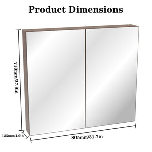 English Elm 32*28medicine Cabinet Aluminum Wall Mount Mirrored Storage with Adjustable Bathroom Shelves W708P421793