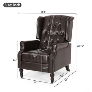English Elm Charcoal Wingback Pushback Recliner with Button Tufted Diamond Fabric Upholstery N763P410529D