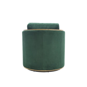 English Elm Corduroy Swivel Barrel Chair with Sturdy Wood Frame & Metal 360° Base, Plush Corduroy Comfort Pop Emerald W395P220271