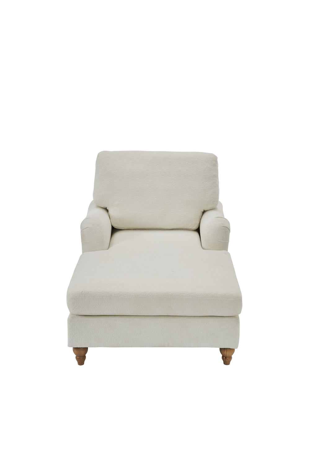 English Elm Modern Mid-Century Oversized Chaise Lounger Sofa Bed with Solid Wood Legs, Deep Seat Comfort Sleeper White W2363S00071