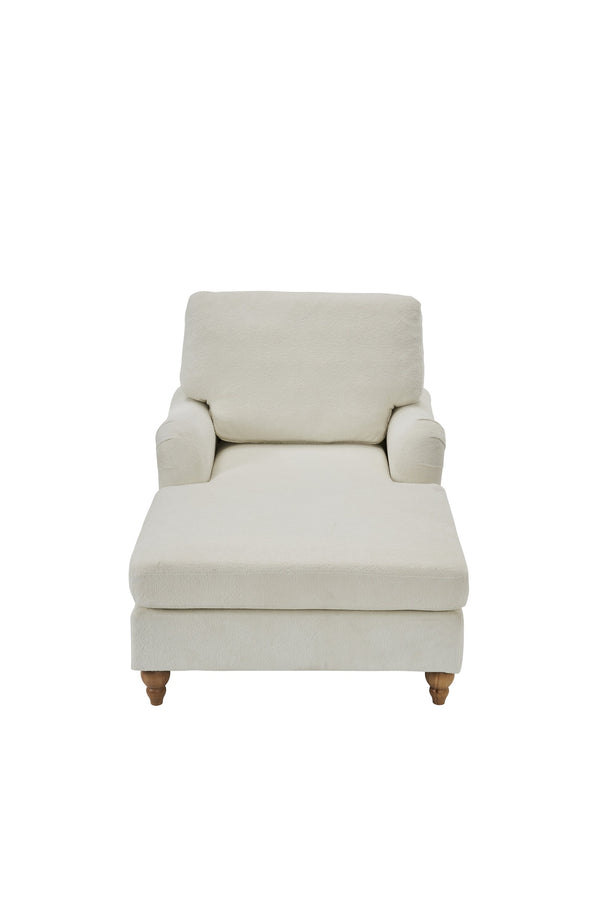 English Elm Modern Mid-Century Oversized Chaise Lounger Sofa Bed with Solid Wood Legs, Deep Seat Comfort Sleeper White W2363S00071