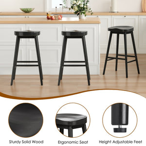 English Elm Counter Height Stools Set of 2 Mid-century Metal Legs Ergonomic Kitchen Island Seating T3623P430857