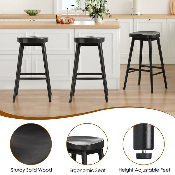 English Elm Counter Height Stools Set of 2 Mid-century Metal Legs Ergonomic Kitchen Island Seating T3623P430857