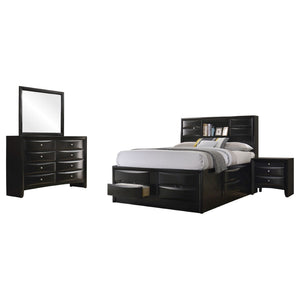 English Elm Roxbury Mid-century California King Bedroom Set with Walnut Veneer and Tufted Headboard B062S00783