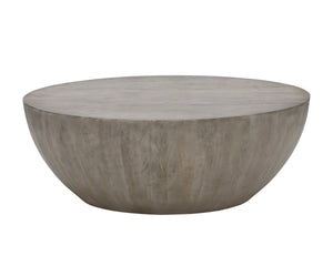 Sunpan Kinsley Coffee Table – Handcrafted Round Drum Design from Solid Mango Wood for Unique Spaces Small - 48W x 48D x 17.25H