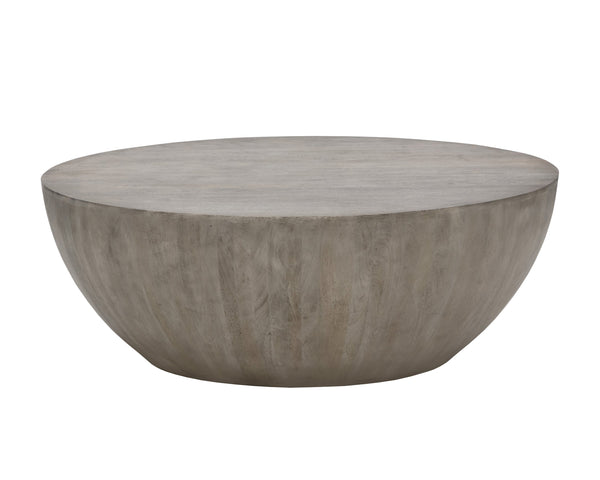 Sunpan Kinsley Coffee Table – Handcrafted Round Drum Design from Solid Mango Wood for Unique Spaces Small - 48W x 48D x 17.25H