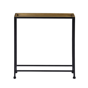 English Elm Trenton Antique Bronze Metal Side Table with Removable Tray Top, Slim Space-Saving Accent Table (24.5") B050P364433