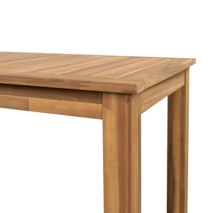 English Elm Christopher Knight Home® - Rectangular Acacia Outdoor Bar Table in Light Teak — 36.5" Bar Height, Slatted Top, Weather-Resistant Finish N776P247430L