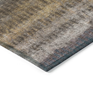 HomeRoots 8' Round Striped Washable Area Rug - Durable Brown & Beige Indoor/Outdoor Rug for High Traffic Use 659001