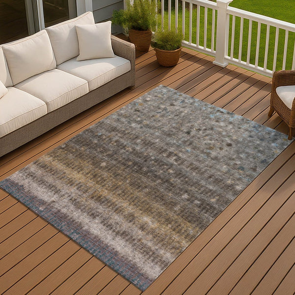 HomeRoots 10' Brown and Beige Striped Washable Indoor-Outdoor Area Rug - Durable, Stylish, and Easy Care! 659004