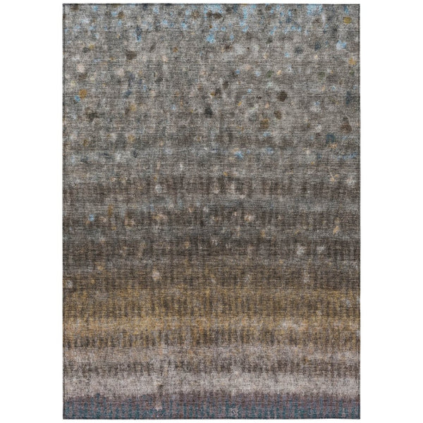 HomeRoots 10' Brown and Beige Striped Washable Indoor-Outdoor Area Rug - Durable, Stylish, and Easy Care! 659004