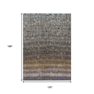 HomeRoots 10' Brown and Beige Striped Washable Indoor-Outdoor Area Rug - Durable, Stylish, and Easy Care! 659004