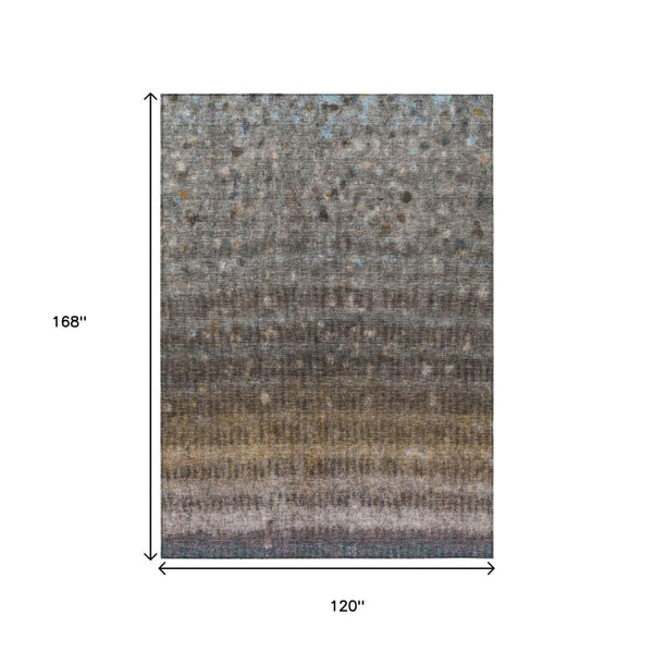 HomeRoots 10' Brown and Beige Striped Washable Indoor-Outdoor Area Rug - Durable, Stylish, and Easy Care! 659004