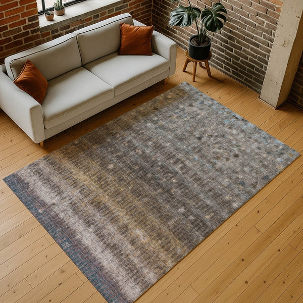 HomeRoots 10' Brown and Beige Striped Washable Indoor-Outdoor Area Rug - Durable, Stylish, and Easy Care! 659004
