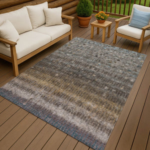 HomeRoots 10' Brown and Beige Striped Washable Indoor-Outdoor Area Rug - Durable, Stylish, and Easy Care! 659004