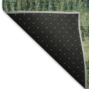 HomeRoots 8' Round Fern Green and Gray Striped Area Rug - Washable, Durable, Stylish for Indoor & Outdoor Use! 659007