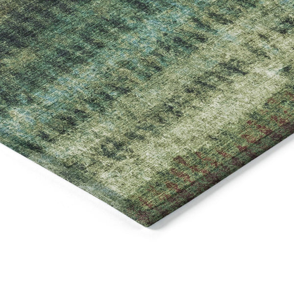 HomeRoots 8' Round Fern Green and Gray Striped Area Rug - Washable, Durable, Stylish for Indoor & Outdoor Use! 659007
