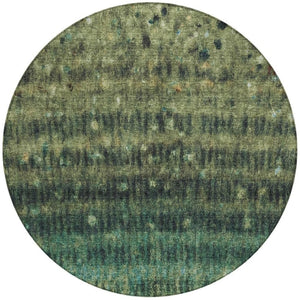 HomeRoots 8' Round Fern Green and Gray Striped Area Rug - Washable, Durable, Stylish for Indoor & Outdoor Use! 659007