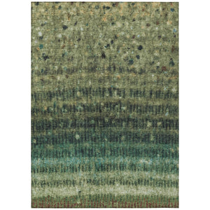 HomeRoots 9' X 12' Fern Green Striped Area Rug - Washable, Durable, Stylish for Indoor & Outdoor Spaces! 659009