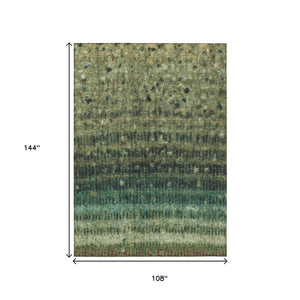 HomeRoots 9' X 12' Fern Green Striped Area Rug - Washable, Durable, Stylish for Indoor & Outdoor Spaces! 659009