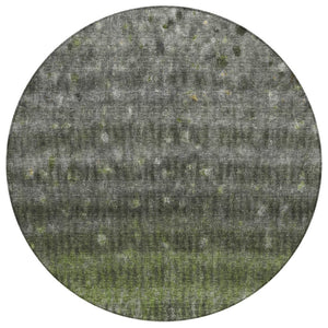HomeRoots 8' Olive Green and Gray Striped Area Rug - Durable, Washable, Perfect for Indoor & Outdoor Spaces! 659013