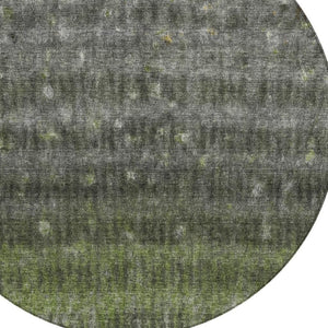 HomeRoots 8' Olive Green and Gray Striped Area Rug - Durable, Washable, Perfect for Indoor & Outdoor Spaces! 659013