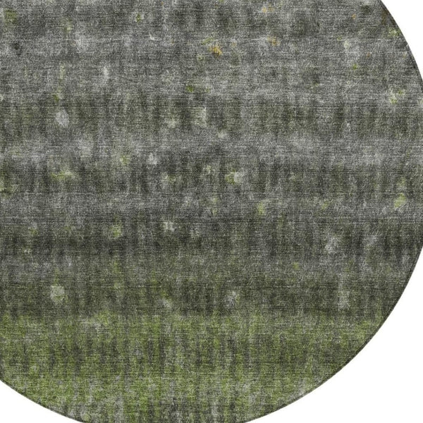 HomeRoots 8' Olive Green and Gray Striped Area Rug - Durable, Washable, Perfect for Indoor & Outdoor Spaces! 659013