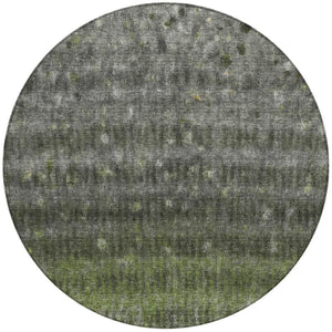 HomeRoots 8' Olive Green and Gray Striped Area Rug - Durable, Washable, Perfect for Indoor & Outdoor Spaces! 659013