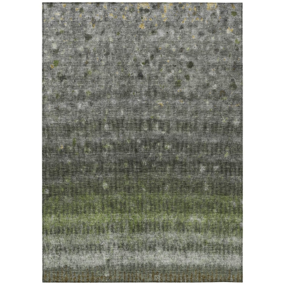 HomeRoots 9' Olive Green and Gray Striped Washable Area Rug – Durable, Stylish for Indoor and Outdoor Use! 659015