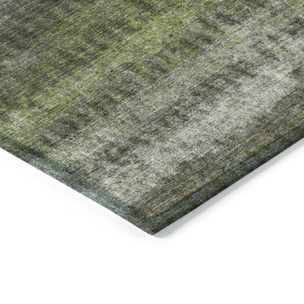HomeRoots 9' Olive Green and Gray Striped Washable Area Rug – Durable, Stylish for Indoor and Outdoor Use! 659015