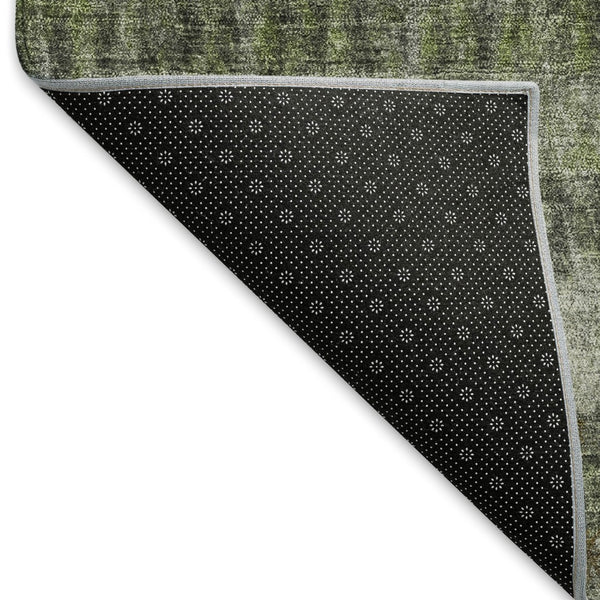 HomeRoots 10' Olive Green and Gray Striped Washable Area Rug for Indoor & Outdoor Use - Durable, Stylish & Easy Care! 659016