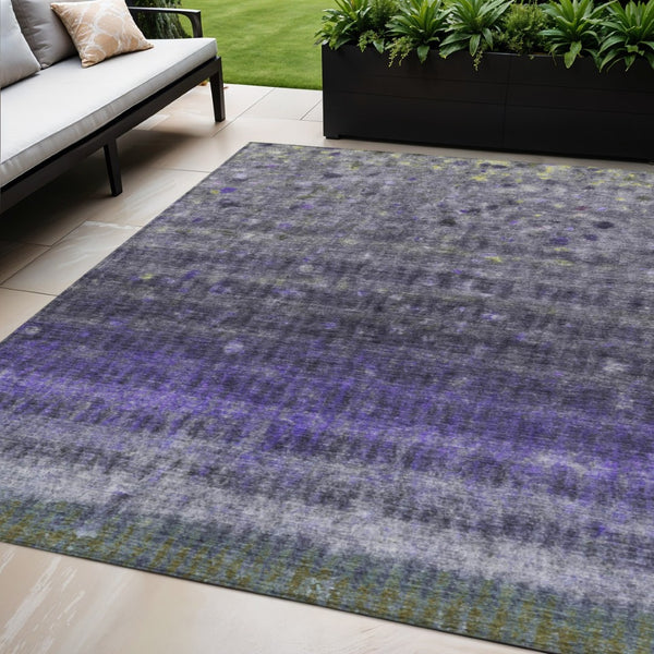 HomeRoots 5' X 8' Purple And Gray Striped Indoor-Outdoor Rug | Durable, Machine Washable & Stylish Design! 659018