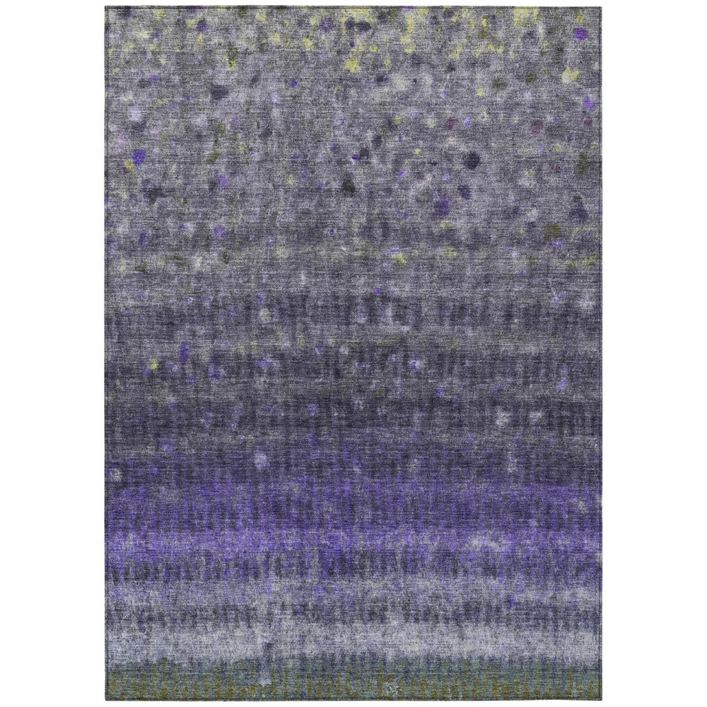 HomeRoots 5' X 8' Purple And Gray Striped Indoor-Outdoor Rug | Durable, Machine Washable & Stylish Design! 659018