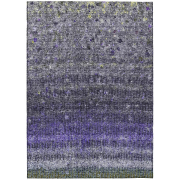 HomeRoots 5' X 8' Purple And Gray Striped Indoor-Outdoor Rug | Durable, Machine Washable & Stylish Design! 659018