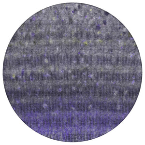 HomeRoots 8' Striped Purple and Gray Round Rug - Stylish, Washable, Indoor/Outdoor Area Rug for Any Space 659019