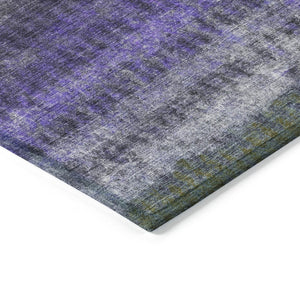 HomeRoots 8' Striped Purple and Gray Round Rug - Stylish, Washable, Indoor/Outdoor Area Rug for Any Space 659019