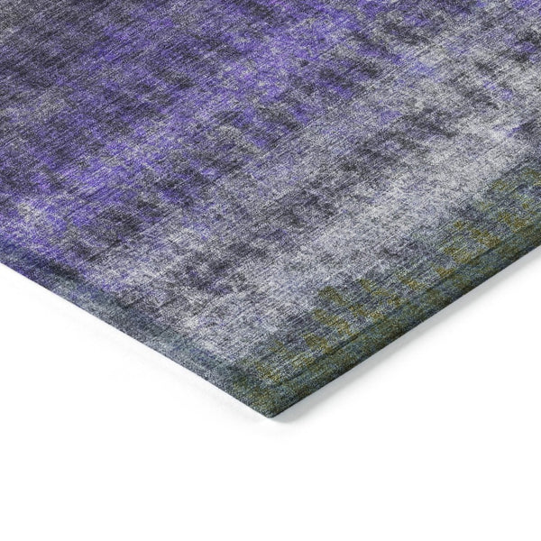 HomeRoots 8' Striped Purple and Gray Round Rug - Stylish, Washable, Indoor/Outdoor Area Rug for Any Space 659019
