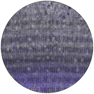 HomeRoots 8' Striped Purple and Gray Round Rug - Stylish, Washable, Indoor/Outdoor Area Rug for Any Space 659019