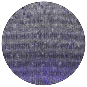 HomeRoots 8' Striped Purple and Gray Round Rug - Stylish, Washable, Indoor/Outdoor Area Rug for Any Space 659019