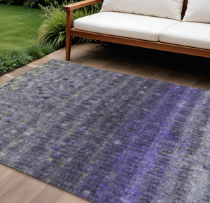 HomeRoots 8' X 10' Stylish Purple and Gray Striped Washable Area Rug for Indoor and Outdoor High Traffic Use 659020