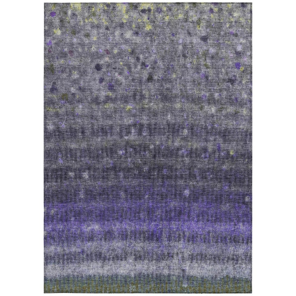 HomeRoots 9' X 12' Purple and Gray Striped Area Rug – Stylish, Durable, Washable for Indoor & Outdoor Spaces 659021