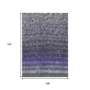 HomeRoots 9' X 12' Purple and Gray Striped Area Rug – Stylish, Durable, Washable for Indoor & Outdoor Spaces 659021