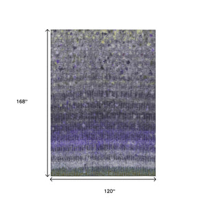 HomeRoots 10' Purple and Gray Striped Indoor Outdoor Area Rug - Durable, Washable, Stylish for Any Space! 659022
