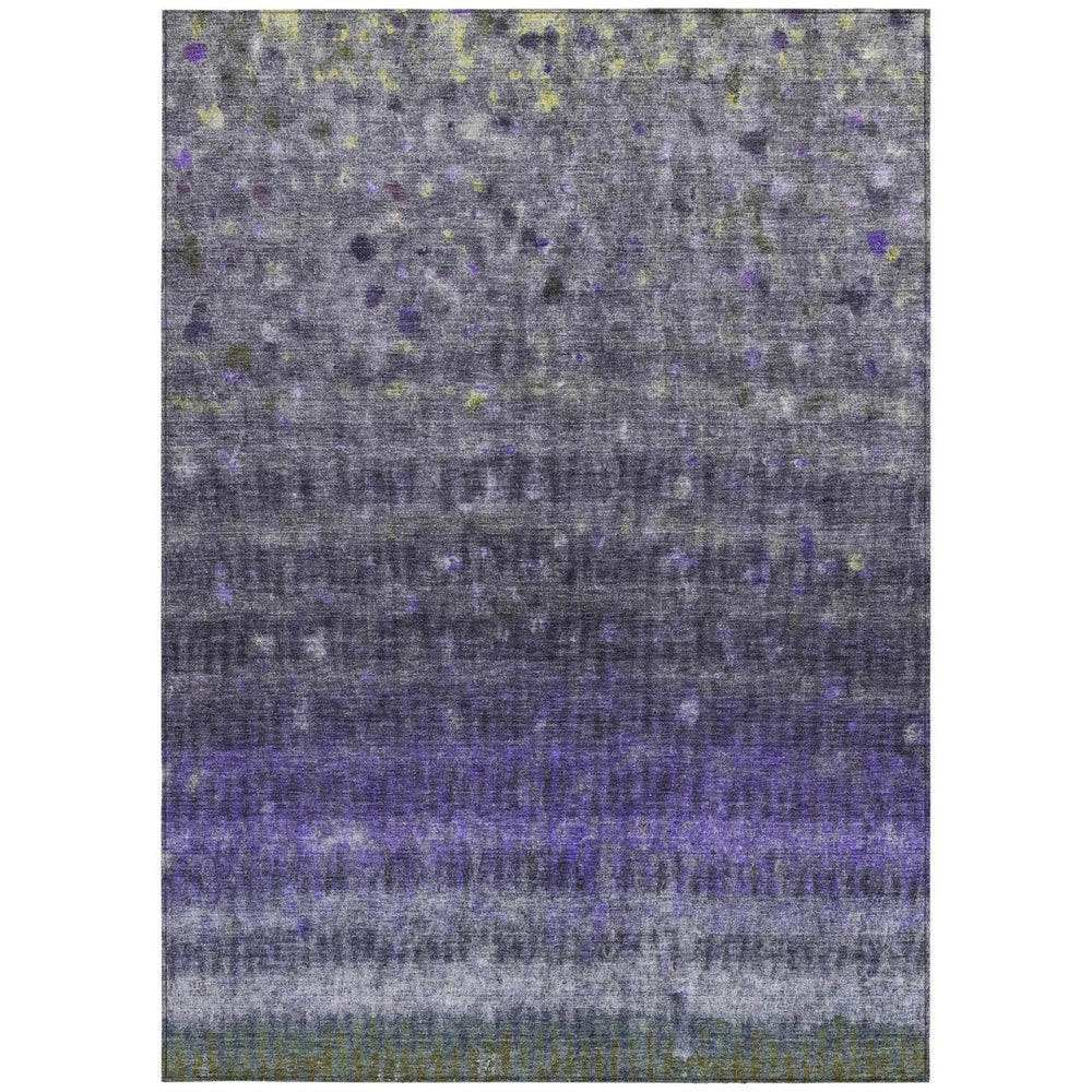 HomeRoots 10' Purple and Gray Striped Indoor Outdoor Area Rug - Durable, Washable, Stylish for Any Space! 659022