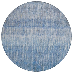 HomeRoots 8' Blue and Ivory Round Abstract Washable Rug – Versatile Indoor-Outdoor Decor for Modern Spaces 659025