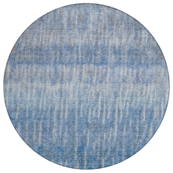 HomeRoots 8' Blue and Ivory Round Abstract Washable Rug – Versatile Indoor-Outdoor Decor for Modern Spaces 659025