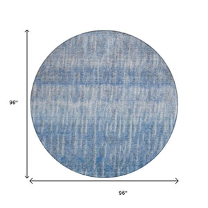HomeRoots 8' Blue and Ivory Round Abstract Washable Rug – Versatile Indoor-Outdoor Decor for Modern Spaces 659025