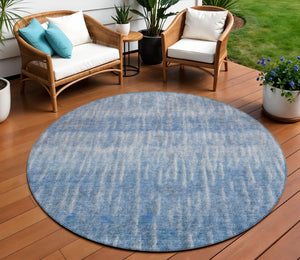 HomeRoots 8' Blue and Ivory Round Abstract Washable Rug – Versatile Indoor-Outdoor Decor for Modern Spaces 659025