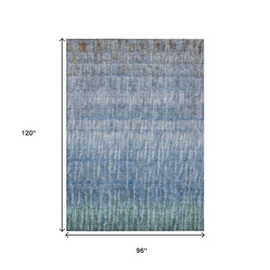 HomeRoots 8' X 10' Blue and Ivory Abstract Area Rug – Stylish, Washable, Stain-Resistant for Indoor & Outdoor Use 659026